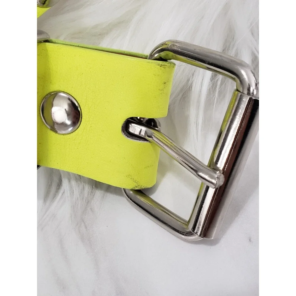 LIME GREEN METAL STUDDED CANVAS BELT PUNK PLUS MOD RAVE ROCK STAR STAR EMO
